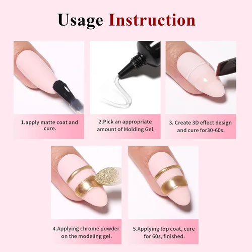 Miniatura 6 de Gel para esculpir arte de uñas 3D de 0.51 onzas, multifuncional para moldear dibujo y pegamento de gemas, gel transparente que no se limpia