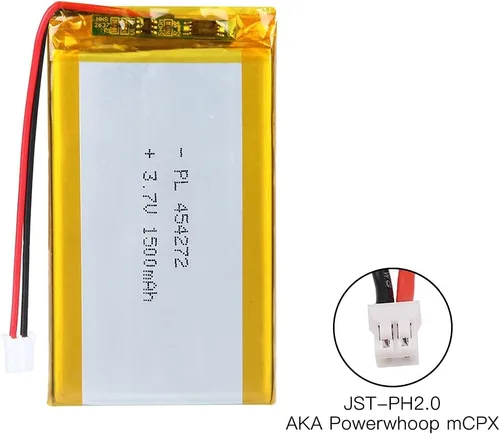 Miniatura 5 de 3.7V 1500mAh 454272 batería de iones de polímero de litio batería recargable Lipo con conector de paso de pH 0.079 in