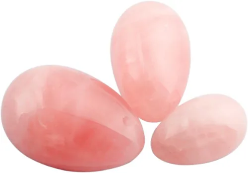 Miniatura 3 de mookaitedecor Juego de 3 huevos Yoni de cuarzo rosa, preperforados con cuerda sin encerar, piedras de masaje para mujeres para fortalecer los rosado
