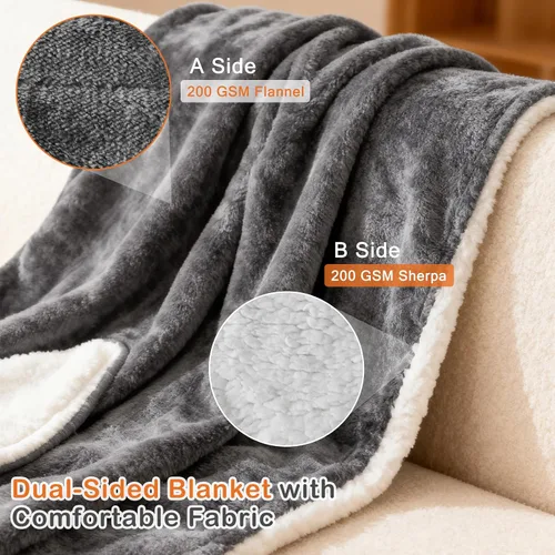 Miniatura 3 de Sweetcrispy Manta Térmica Tamaño Twin, 62''x84'' Manta Eléctrica con Calefacción con 10 Niveles de Calor y Apagado Automático, Lavable de Tela