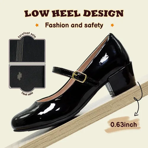 Miniatura 5 de Zapatos de vestir para niñas, zapatos de vestir Mary Jane para niñas, zapatos de princesa para boda, fiesta, niña, zapatos escolares de tacón bajo