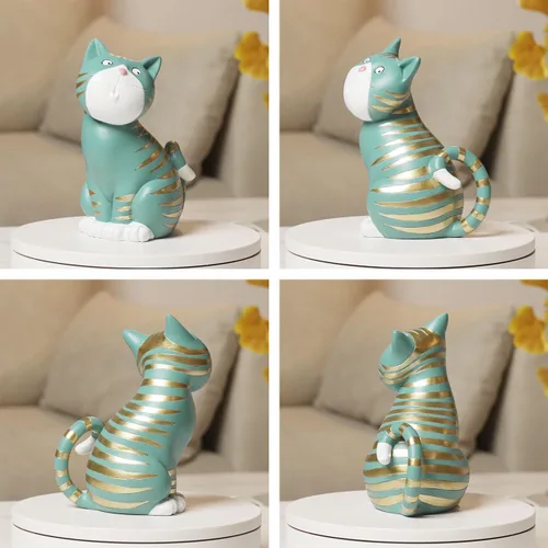 Miniatura 7 de SEINHIJO Estatua de gato, escultura de animal, decoración moderna, arte de regalo para el hogar, dormitorio, sala de estar, poliresina, azul, 6.0
