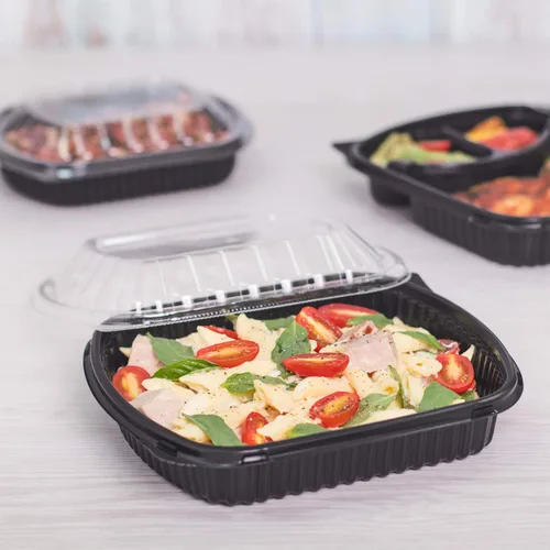 Miniatura 6 de Karat OPS Tapa para caja de plástico PP de 36 oz para microondas, color negro (caja de 300)