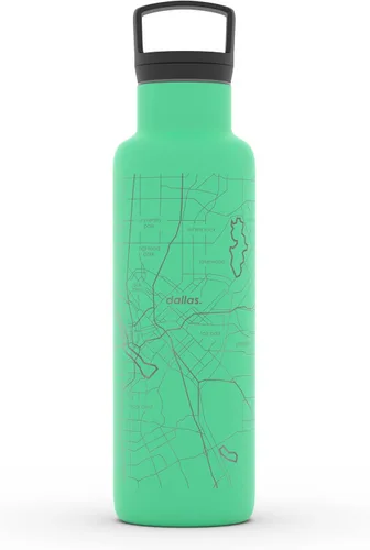 Miniatura 105 de Well Told Botella de agua aislada con mapa de Washington DC grabado, botella de acero inoxidable grabada (21 onzas, blanco) botella aislada de mapa
