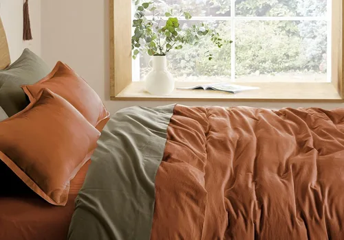 Miniatura 9 de Get Bed Ready Juego de funda de edredón casual de algodón lavado a la piedra, color sólido, estilo moderno, ropa de cama natural arrugada
