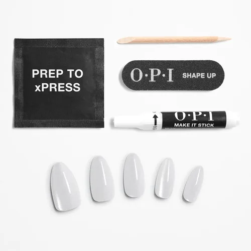 Miniatura 6 de OPI xPRESS/ON Press on Nails Short Round Classic, Long Almond & Coffin Shape Press-On Professional Nail Art Kit Zapatilla de cristal Velvet White