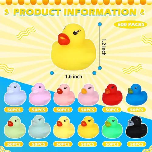 Miniatura 2 de Mini pato de goma a granel, juego de juguetes de baño a granel, mini patos coloridos, juguete de baby shower, decoración de fiesta de cumpleaños