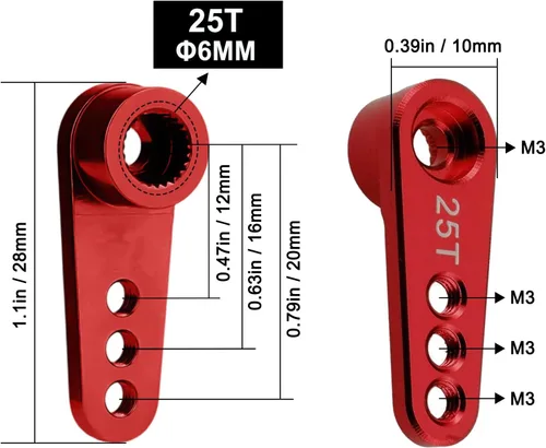 Miniatura 4 de Hobbypark Brazos de dirección de bocina servo de aluminio 25T de metal (doble y simple) para modelos RC piezas de repuesto para autos y camiones
