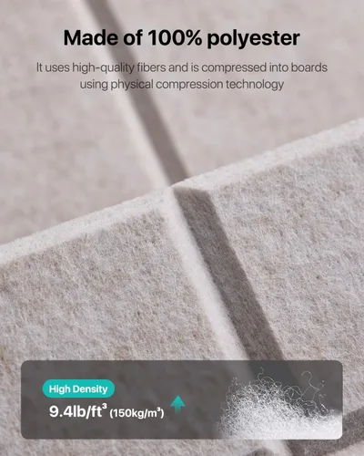 Miniatura 5 de Paquete de 12 paneles de espuma a prueba de sonido para paredes, paneles acústicos autoadhesivos absorbentes de sonido, paneles de pared de alta