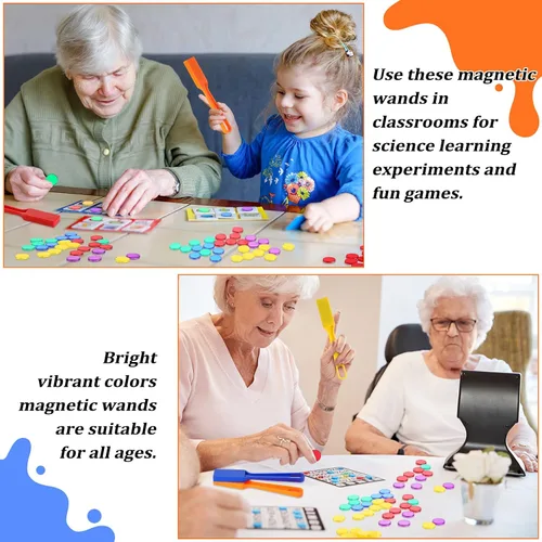 Miniatura 6 de Yunsailing Varita magnética de bingo con fichas, 606 unidades, 6 colores, varita magnética de chip de metal para aula, juego familiar, juego