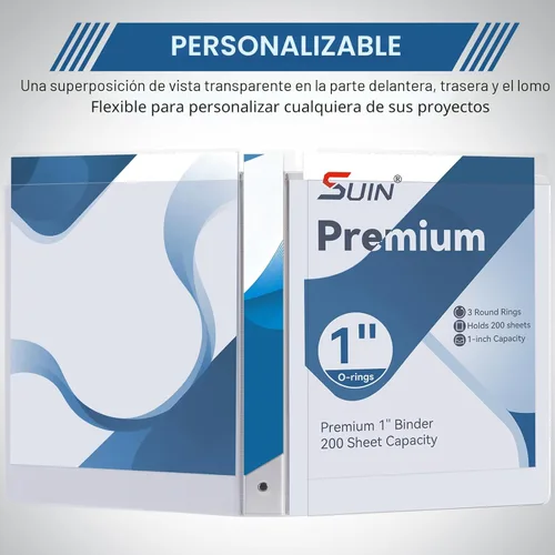 Miniatura 4 de Carpeta de 3 anillos de 1 pulgada con 2 bolsillos interiores, carpetas básicas de 1 pulgada con capacidad para papel de tamaño carta estadounidense
