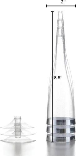 Miniatura 8 de Copas de champán de plástico desechables, purpurina plateada con borde plateado, 1 caja de 36 unidades, 6.5 onzas, vidrio tostado de alta calidad