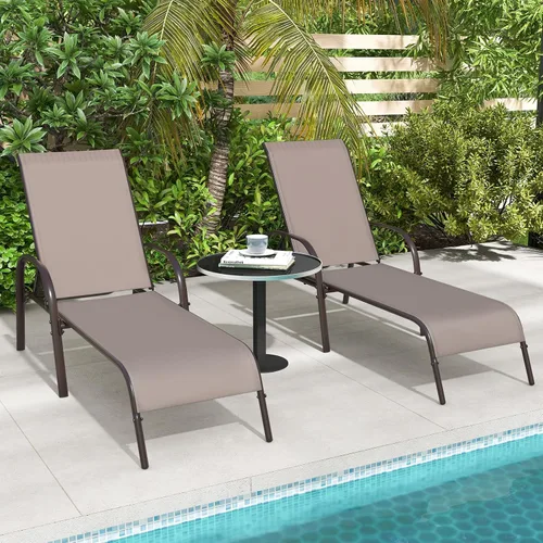 Miniatura 6 de Giantex Silla de Salón para Patio, Tumbona para Exteriores con Respaldo de 5 Posiciones Ajustables, Marco de Acero Resistente, Sillón Reclinable