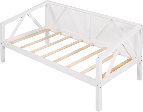 Miniatura 4 de Harper & Bright Designs Sofá cama de madera maciza tamaño individual, sofá cama multifuncional con soporte de listones de madera, marco de cama
