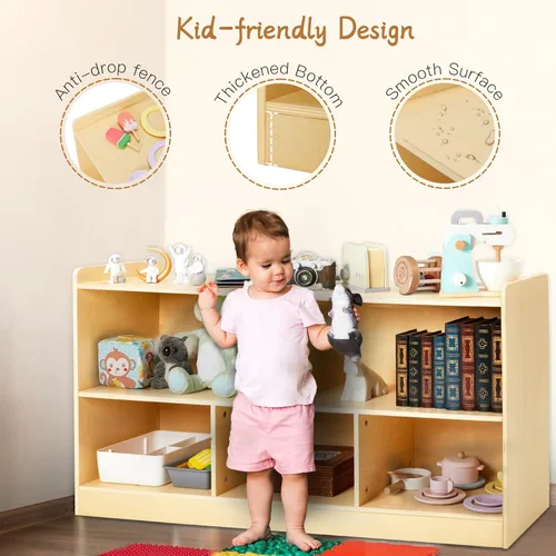 Miniatura 3 de Estante Montessori, organizador de almacenamiento de juguetes de madera para libros, juguetes, estantería de 2 estantes, armario de almacenamiento