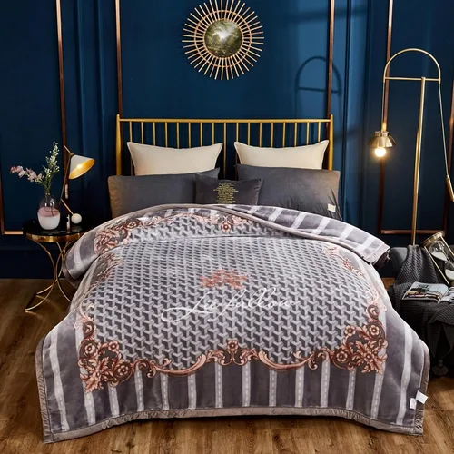 Miniatura 12 de LGYKUMEG Manta pesada de visón coreano, tamaño Queen de 79 x 91 pulgadas, sedosa suave y cálida, manta de cama Raschel reversible de 2 capas, 9