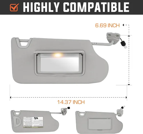 Miniatura 6 de Youxmoto Visera solar del lado izquierdo del conductor y del lado derecho del pasajero para Nissan Altima 2013 2014 2015 2016 2017 2018, reemplazo