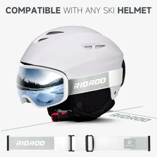 Miniatura 7 de Gafas de esquí de snowboard para hombres, mujeres, adultos, jóvenes, sobre gafas OTG/100% protección UV, antivaho/visión amplia
