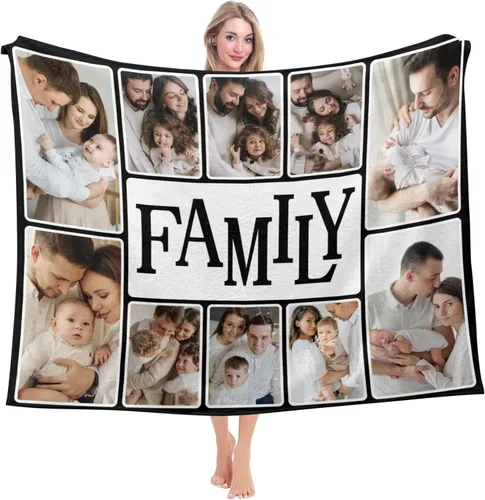 Miniatura 13 de Mantas personalizadas con fotos, manta personalizada con imagen para familia, mamá, papá, parejas, bebé, manta de fotos personalizada con collage