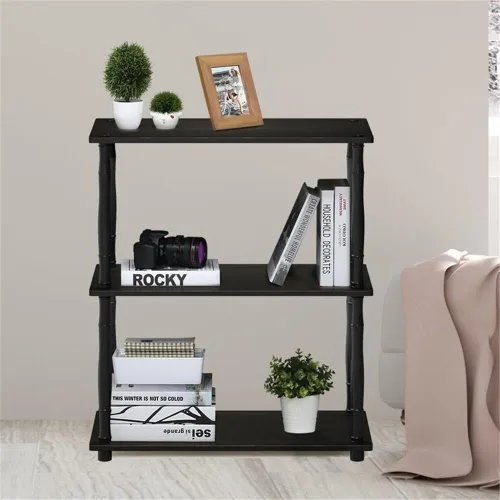 Miniatura 2 de Furinno Turn-N-Tube - Estantería de exhibición compacta, multiuso, de 3 niveles, con tubos clásicos, color espresso y negro Espresso / negro