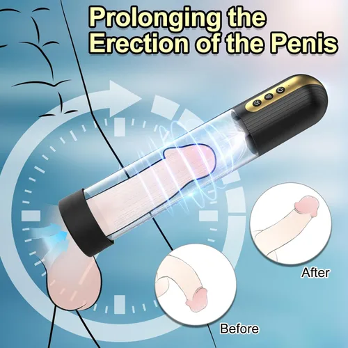Miniatura 2 de Bomba de vacío eléctrica para el pene para hombres, juguetes sexuales para adultos, ampliadora de pene con 4 intensidades de succión y 6 anillos