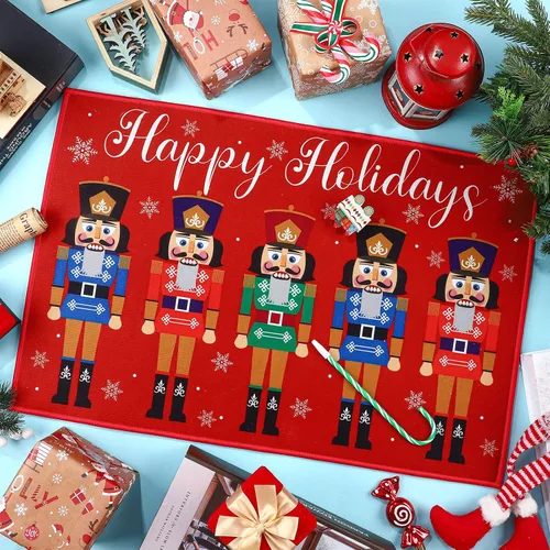 Miniatura 2 de Minatee Tapete Cascanueces Tapete de Puerta Felices Fiestas Tapete Lavable Antideslizante Alfombras de Piso Tapete de Piso Soldado de Navidad