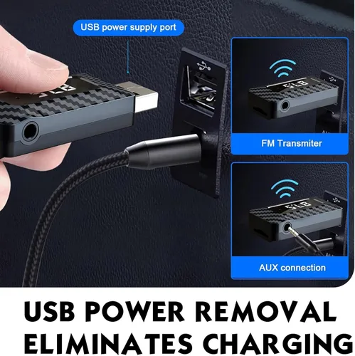 Miniatura 5 de Receptor Bluetooth USB para automóvil, pantalla LED HD, transmisor FM, adaptador de audio, DC 5V Plug and Play, receptor Bluetooth de frecuencia