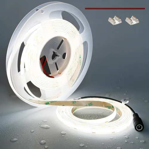 Miniatura 13 de TOPAI Tira de luz LED COB de 12 V, 3000 K, blanco cálido, impermeable, IP65, 480 LEDs/M, súper brillante, 4000 lúmenes, CRI>90, 16.4 pies, sin