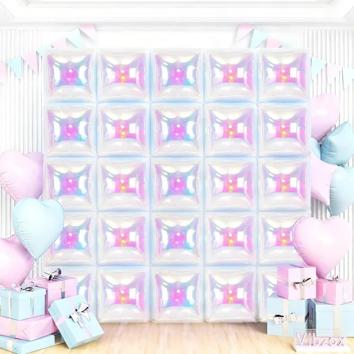 Miniatura 17 de Globos cuadrados en blanco y negro para pared, globos cromados y blancos de doble cara, kit de arco de túnel, telón de fondo para tablero de ajedrez