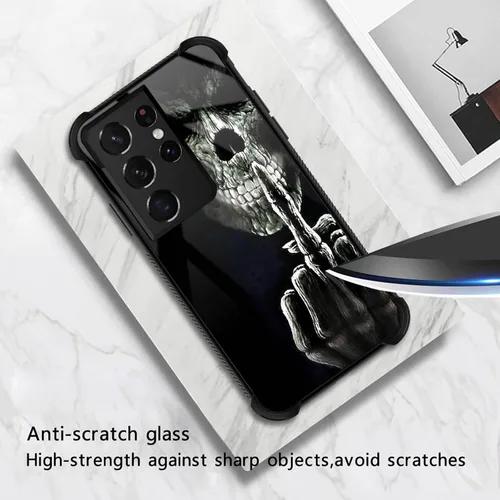 Miniatura 2 de Funda compatible con Samsung Galaxy S22 Ultra, diseño de calavera de dedo medio, diseño increíble a prueba de golpes, antiarañazos, carcasa trasera