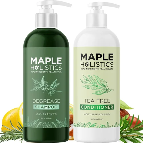 Champú y acondicionador para cabello graso y cuero cabelludo - Champú y acondicionador sin sulfatos ni parabenos para cabello graso con aceite de