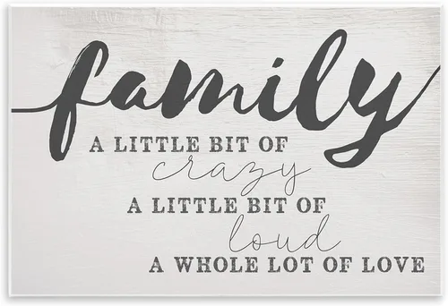 'Family Crazy Loud Love Design' | Arte de placa de pared | Stupell Industries | 15 x 10 pulgadas, fácil de colgar y resistente, fabricado en Estados