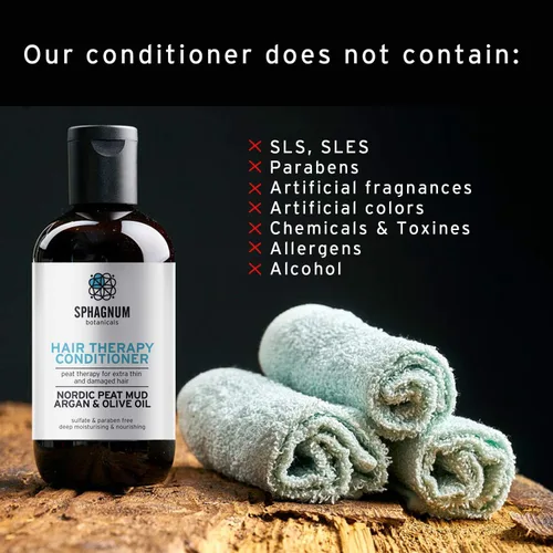 Miniatura 3 de Sphagnum Botanicals Acondicionador natural de argán y aceite de oliva - Tratamiento eficaz de barro de turba para cabello fino, seco y dañado. Los