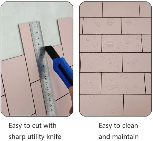 Miniatura 3 de XUANINY Azulejos de aluminio compuesto de metro de 20 hojas, calcomanías de suelo con textura 3D, paneles de pared autoadhesivos para salpicaduras