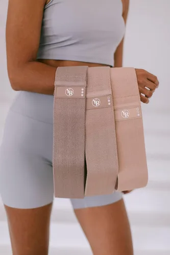 Miniatura 2 de Juego de bandas de tela para glúteos para pilates y otros entrenamientos - 3 niveles de resistencia 100% libre de látex Moca