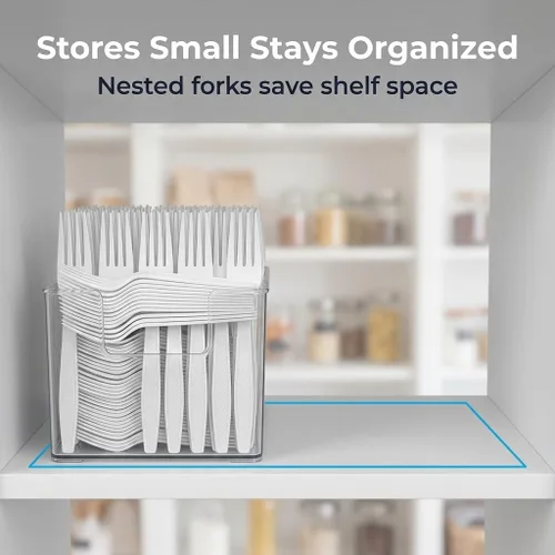 Miniatura 8 de Tenedores de plástico blanco, 500 unidades, tenedores desechables extrapesados, cubiertos de plástico a granel sin BPA para fiestas, bodas, catering