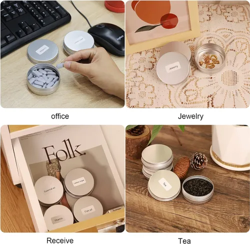 Miniatura 5 de OBKJJ 48 latas redondas de aluminio con tapa, latas de metal de 2 onzas, recipientes para velas de alimentos con tapas de rosca para manualidades