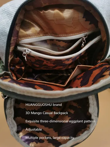 Miniatura 76 de HUANGGUOSHU Mochila de algodón tejida de algodón bohemio con bordado de lona estilo bohemio con múltiples bolsillos retro linda mochila cartera