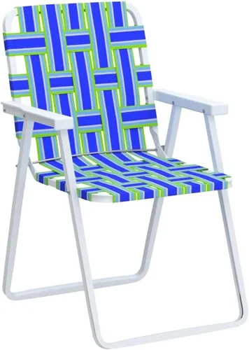 Miniatura 6 de Giantex Juego de 6 sillas de playa, sillas plegables para patio para adultos, silla de cincha al aire libre con marco de acero, sillas de camping