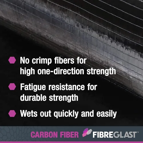Miniatura 3 de Fibre Glast Fibra de carbono unidireccional – Tela de grafito de alta resistencia, ligera, impermeable y aerodinámica – Uso con resina epoxi