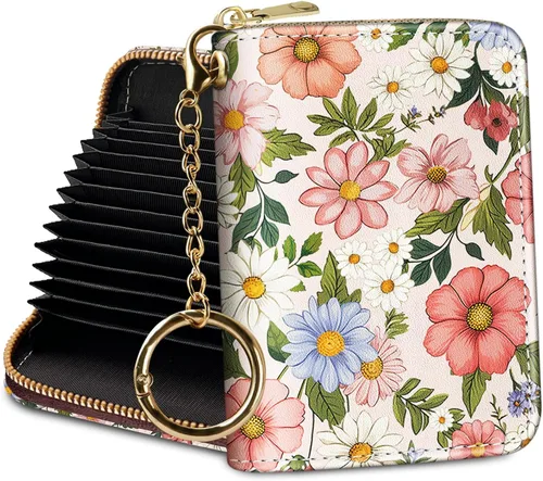 Miniatura 34 de Tarjetero Cartera RFID para Tarjetas de Crédito, Cartera Pequeña para Tarjetas para Mujeres con Llavero con Cremallera, Carteras para Tarjetas