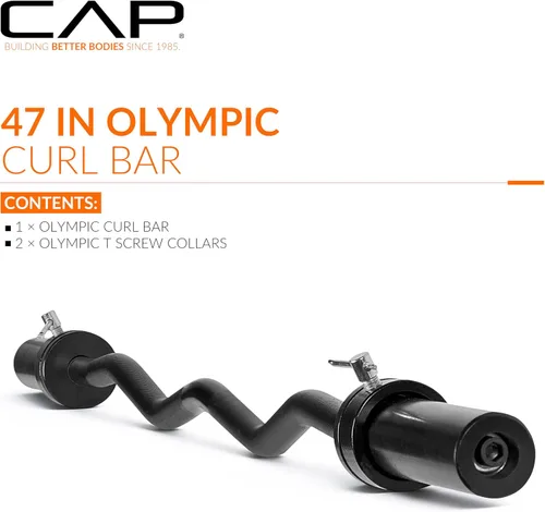 Miniatura 2 de CAP Barbell 47-Inch Olympic EZ Curl Bar for 2-Inch Weight Plates Multiple Options