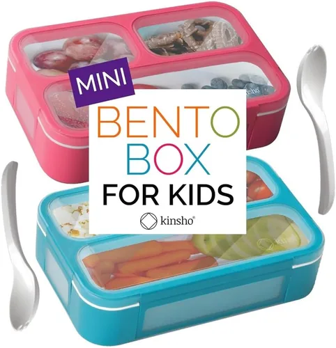 Miniatura 9 de Contenedores pequeños para aperitivos para niños pequeños, 3 compartimentos (juego de 3), cajas a prueba de fugas con tapas, mini lonchera Bento