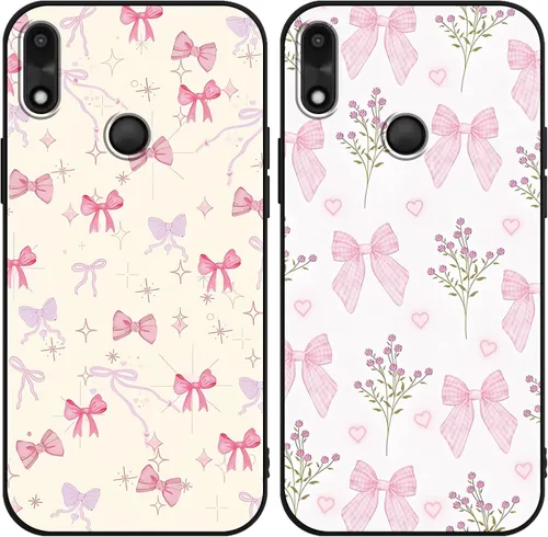 Paquete de 2 Fundas de Teléfono con Lazo Rosa para Gabb Phone 4 6.1", Fundas con Patrón de Flores Florales con Lazo de Cinta Kawaii Lindo de Dibujos