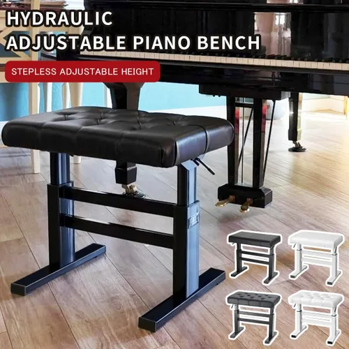 Miniatura 8 de lumizone Banco de teclado con elevación hidráulica – Banco de piano de altura ajustable, taburete de piano resistente con cuero PU de 23.62" x