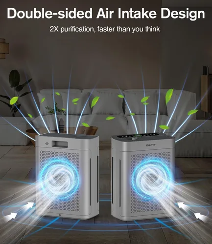 Miniatura 6 de Purificadores de aire para el hogar habitación grande hasta 3000 pies cuadrados, DBFIT Purificador de aire HEPA de doble cara con filtro lavable