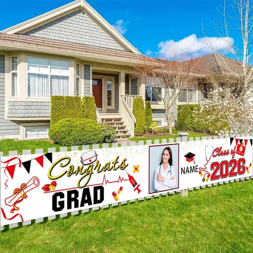 Miniatura 12 de Decoraciones personalizadas para fiestas de graduación 2026 – Cartel de felicitación de graduación grande – Cartel de fondo de graduación