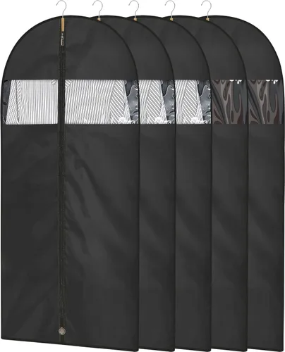 Miniatura 11 de Bolsas de vestir para vestidos, bolsas de ropa de 65 pulgadas de largo para colgar ropa, paquete de 3 fundas plegables con ventana transparente