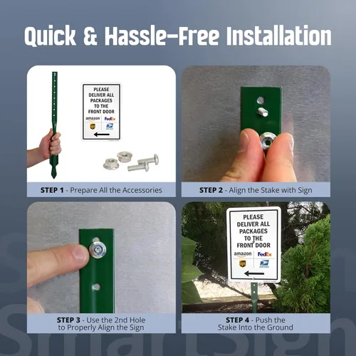 Miniatura 5 de SmartSign 10 x 7 pulgadas “Por Favor Entregue Todos Los Paquetes en La Puerta Delantera” Letrero de Flecha Izquierda para Patio, Lámina de Aluminio