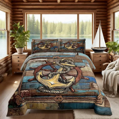 Miniatura 41 de Manfei Go Fishing Juego de edredón tamaño King para niños, juego de ropa de cama con diseño geométrico de peces de bass y rombos, decoración